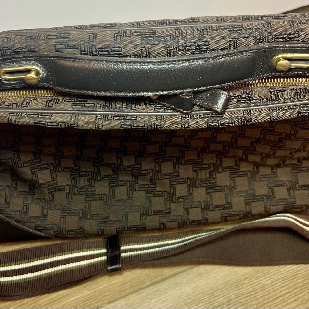 Dunhill Brown and Black Messenger Bag with Monogram Design